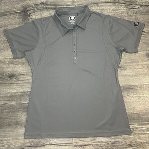 Ogio Womens Top Polo shirt Size Large Gray Short sleeve 1/4 Button Polyester